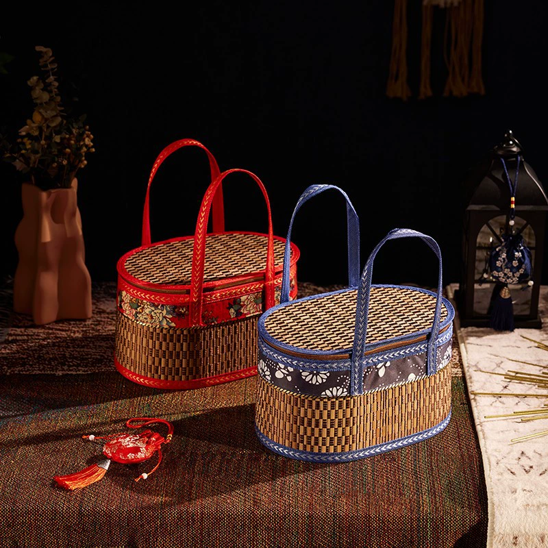 Бамбуковая корзина, сумка-корзина, рисовые пельмени, яйца, специальные сосиски, лунные пирожные, крабы, яйца, фрукты, бамбуковая тканая упаковка, подарочная коробка в полнолуние.