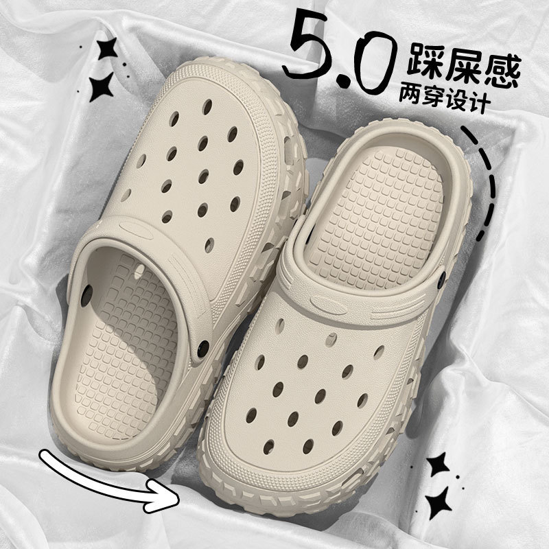 Men's Croc Shoes Summer New Outerwear Non-Slip Wear-Resistant Thick-Soled Casual Outdoor Beach Sandals and Slippers Free Shipping