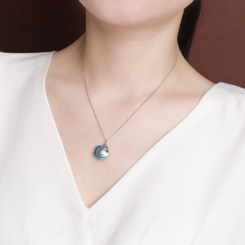 Mặt dây chuyền cá vàng rỗng bạc S925 phong cách cổ điển dễ thương — Mặt dây chuyền đơn (không có dây chuyền)