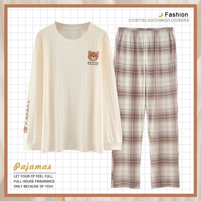 Jiao Caimeng pijamas de hombre primavera y otoño de algodón de manga larga para hombre 2022 Nuevo homewear Perezoso