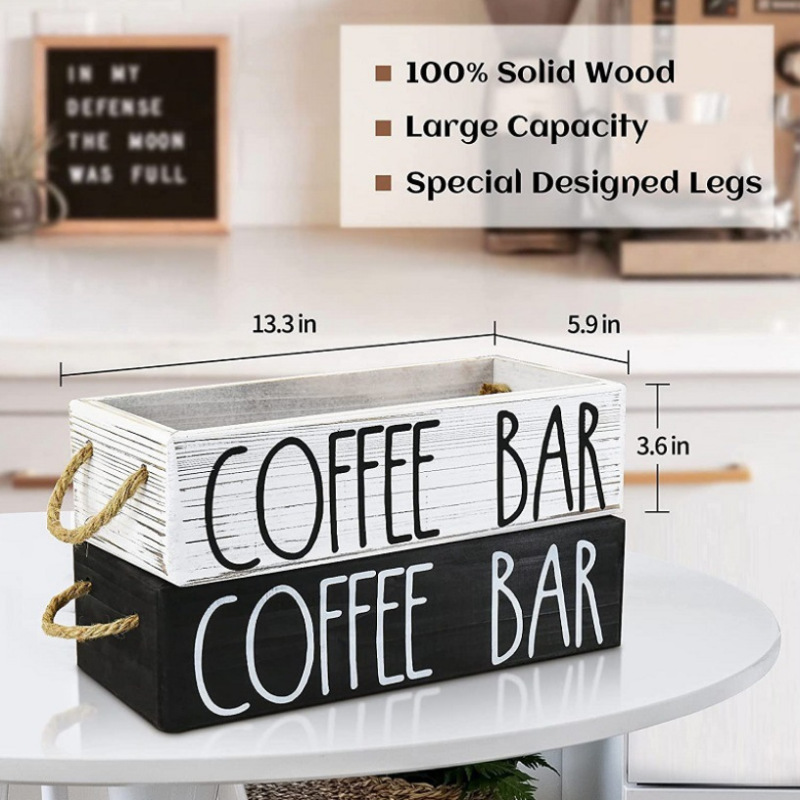 木製コーヒーバッグ収納ボックス家庭用テーブルティッシュコーヒーカップ整理収納ボックス木製調味料缶収納ボックス|undefined