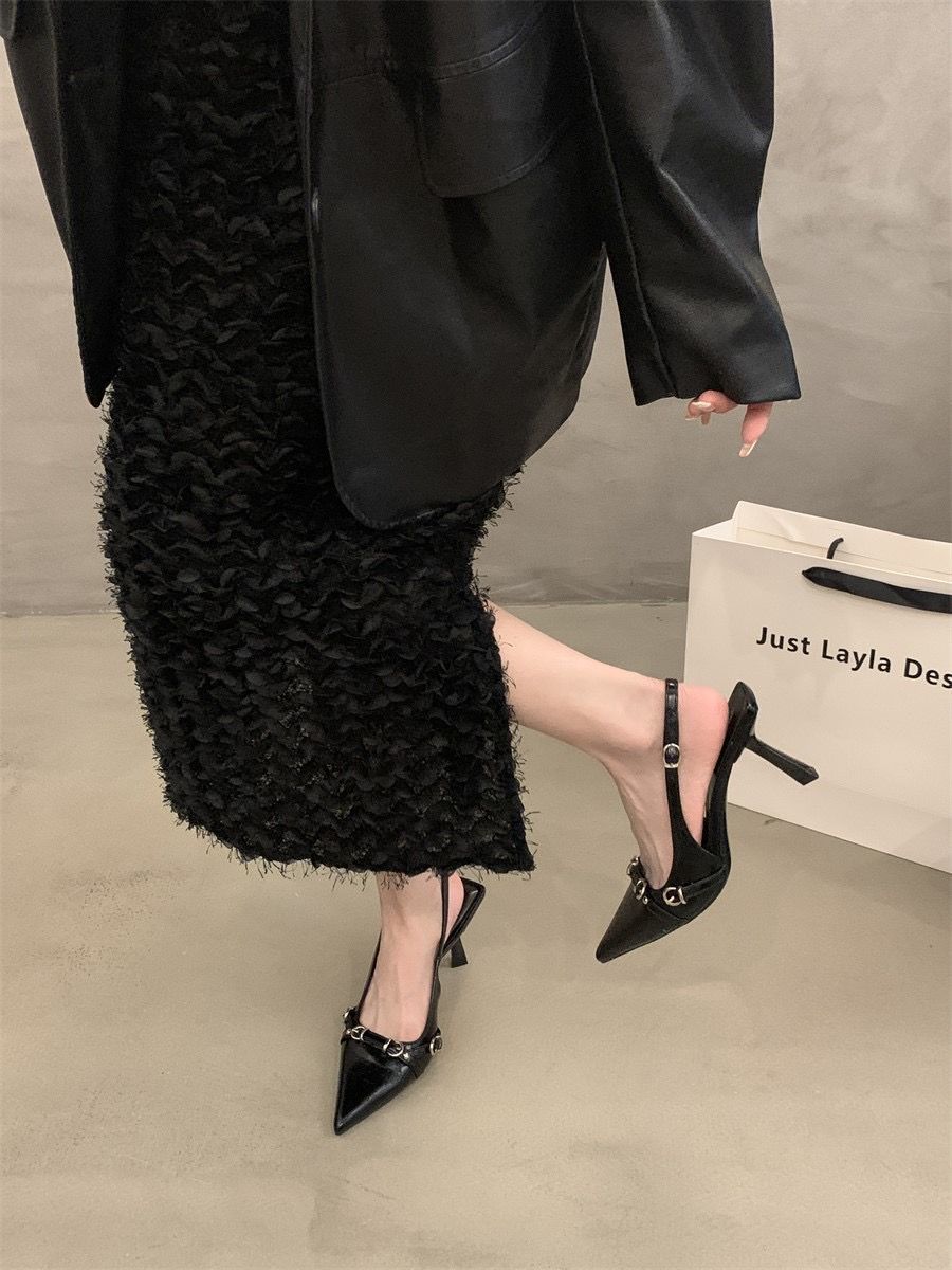 Design Sense Silver Pointed Toe High Heel Sandals For Women Summer New Elegant Socialite Versatile_vogvips.com