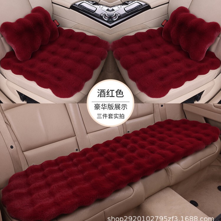 新款泡泡绒冬季车垫全车五座三件套兔毛绒座垫保暖仿兔毛汽车坐垫|undefined