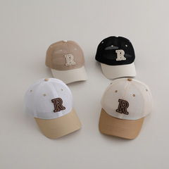 夏季新款兒童網帽韓版時尚男女童戶外遮陽帽貼布字母R網眼鴨舌帽