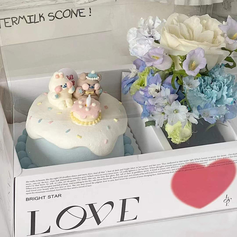 Spot celebridad de Internet Tanabata Día de San Valentín Caja de flores Caja de embalaje de pastel portátil Reloj de pareja de amor Caja blanca