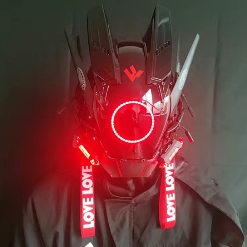 サイバーパンクメカニカルヘルメットプレデターコスプレマスク機能的な風テクノロジーディスコ発光マスク|undefined