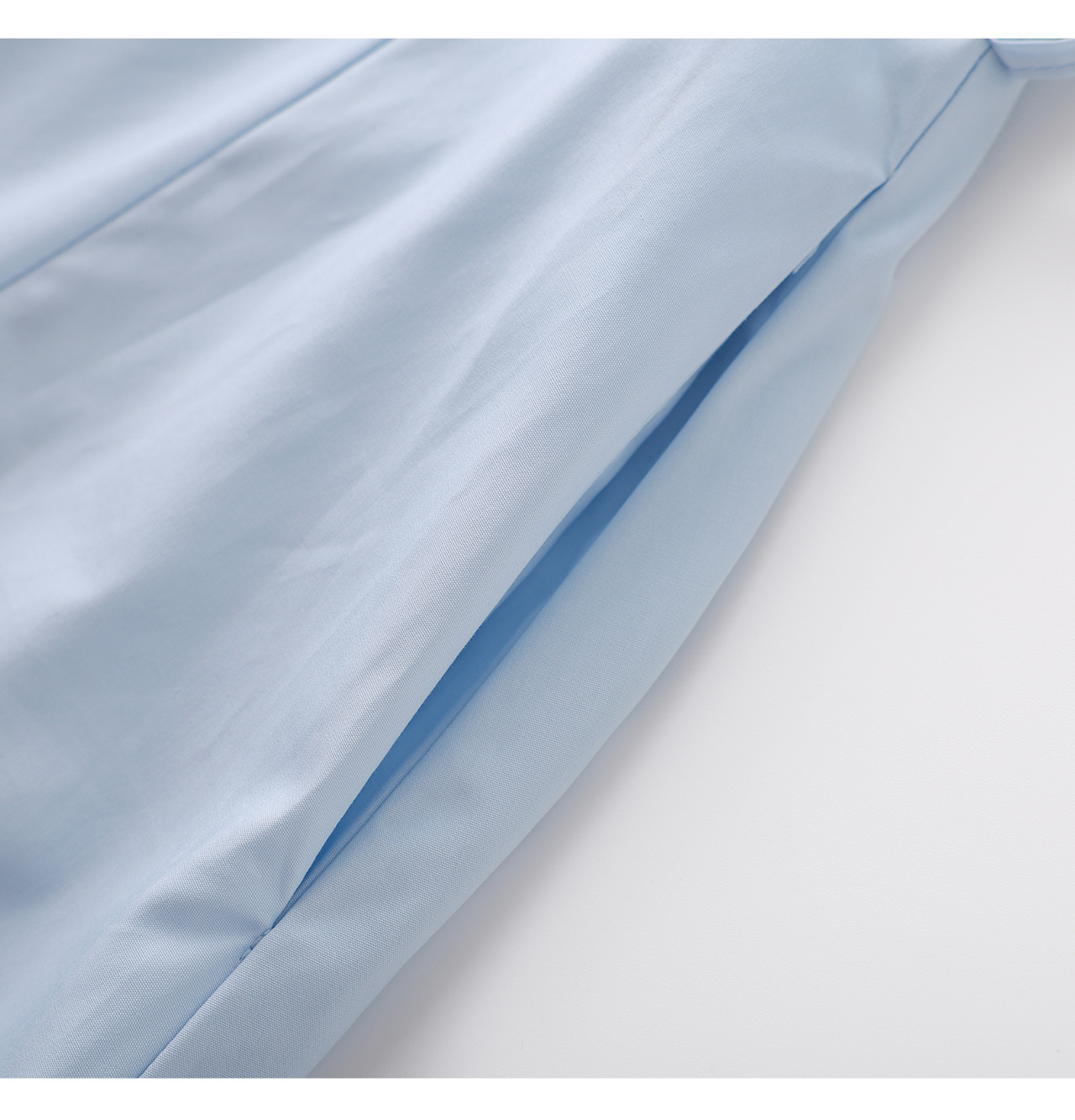 Đầm sơ mi nữ tay dài cổ ve, chất liệu tơ tằm pha cotton, dáng suông thoải mái — xanh lam chi tiết 27