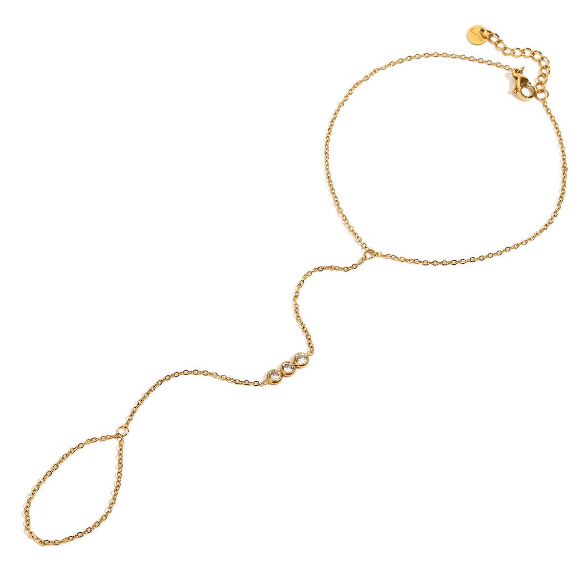 Wanxing Cross-border nicho playa personalidad moderna acero de titanio dorado de 18 quilates tres cadenas de dedos de circón tobillera transfronteriza