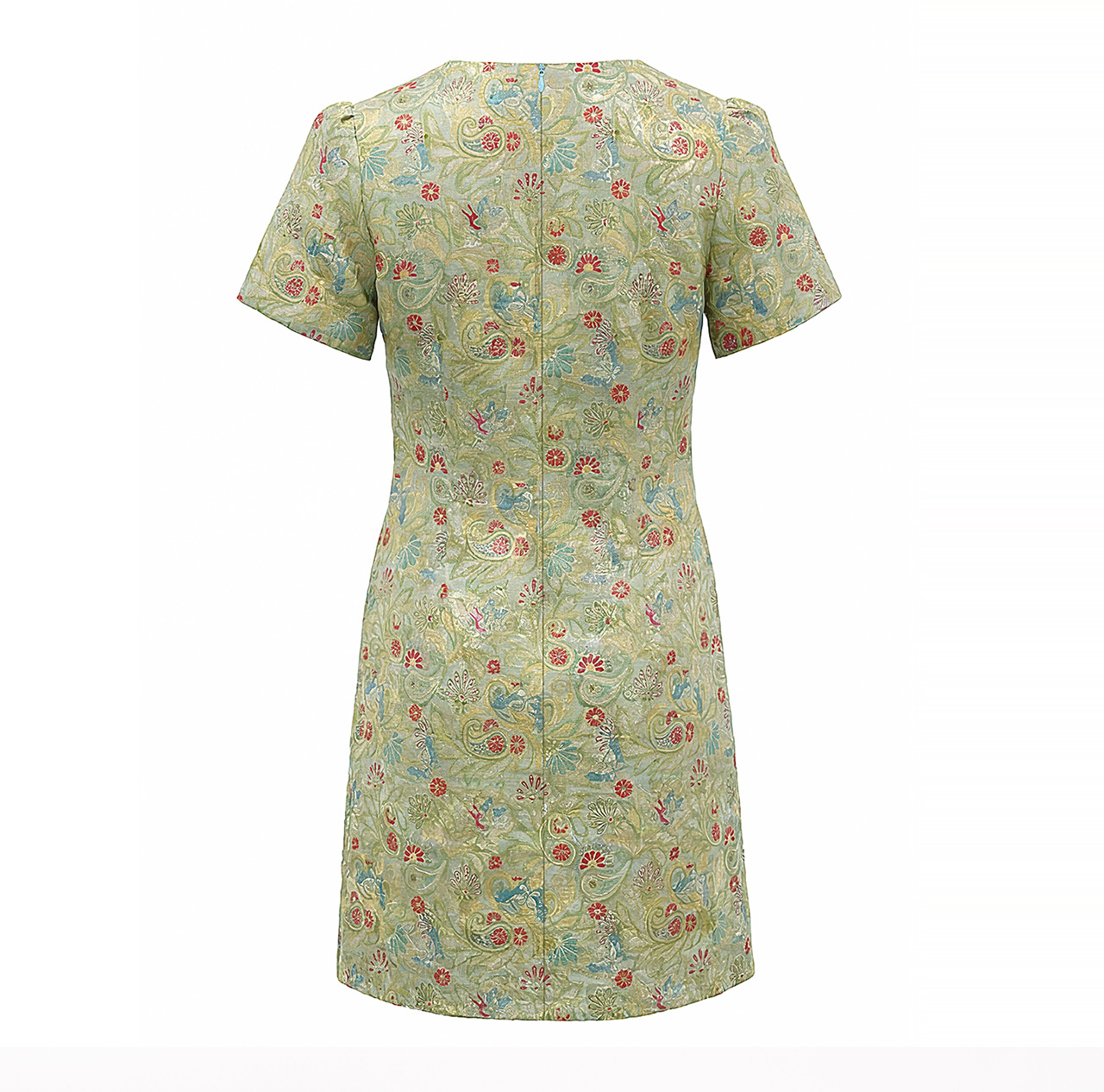 Váy maxi nữ thắt eo dáng suông họa tiết jacquard pha len — xanh lá cây chi tiết 17