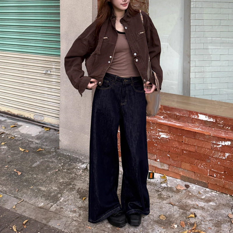 设计感美式复古工装牛仔外套女秋季新款宽松高ji感短款夹克上衣潮|undefined