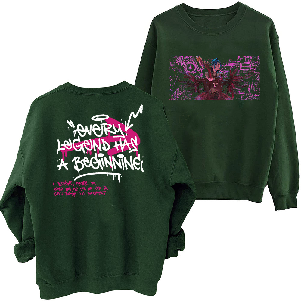 Arcane Jinx Graffiti Art Sweatshirt Harajuku Round Neck Long