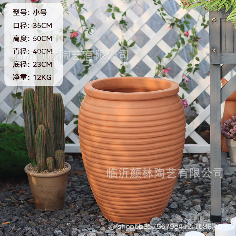 Paisaje de maceta de cerámica roja gran maceta de cerámica roja ventilada maceta de adobe jardín decoración gran maceta de cerámica plantación de flores