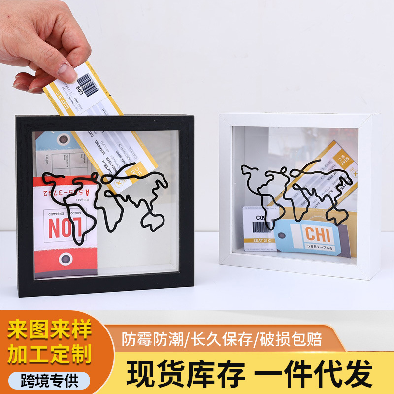 Cross-border Amazon burst photo frame factory direct storage box postcard map box piggy bank custom wholesale