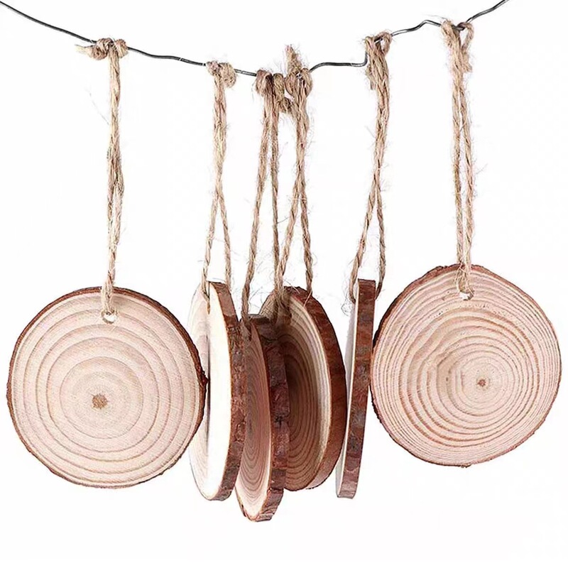 Handmade diy wooden creative handmade decorative painting with holes round wood pendant for kindergarten