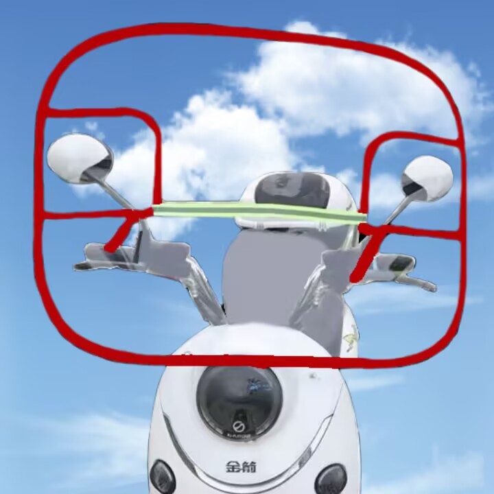 Pedal Motorcycle – Diàndòngchē Motorcycle front windshield - foldablestorage-red-upper-windshield