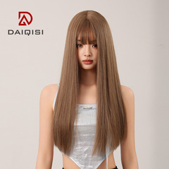 假髮女長發全頭套黑長直發自然空氣劉海整頂發逼真假髮廠家批發