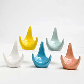 陶瓷三角托多功能 6孔12孔陶笛支架鸡蛋茶滤毛笔托架家居置物架子