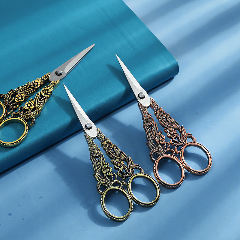 Narciso retro tijeras pequeñas tijeras de bordado hecho a mano tijeras de punto de cruz mano cuenta de acero inoxidable tijeras de hilo tijeras portátiles para el hogar