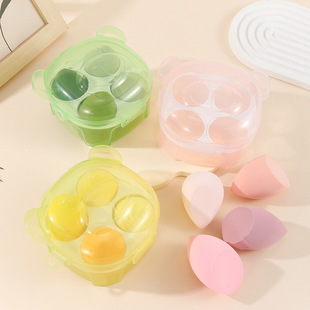 Bear and Kitten Four-Piece Set Beauty Sponge, Dual-Use for Dry and Wet Application, Ultra-Soft Non-Absorbent Makeup Sponge Set