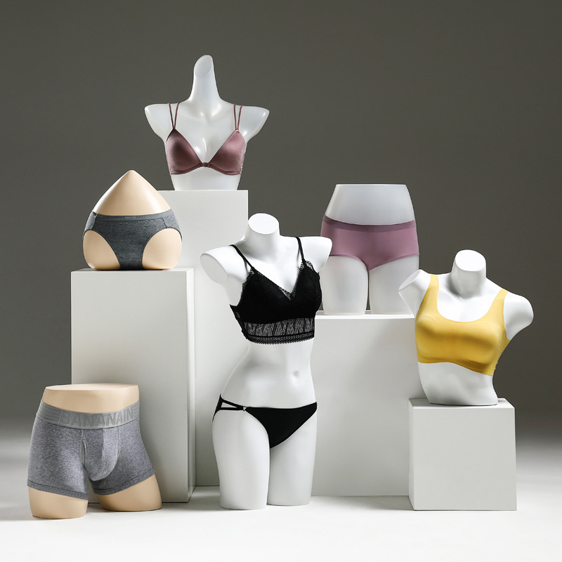 Clustering innerwear model display rack for men and women, half-body bra and panty mannequin model, fake human mannequin stand, photography prop