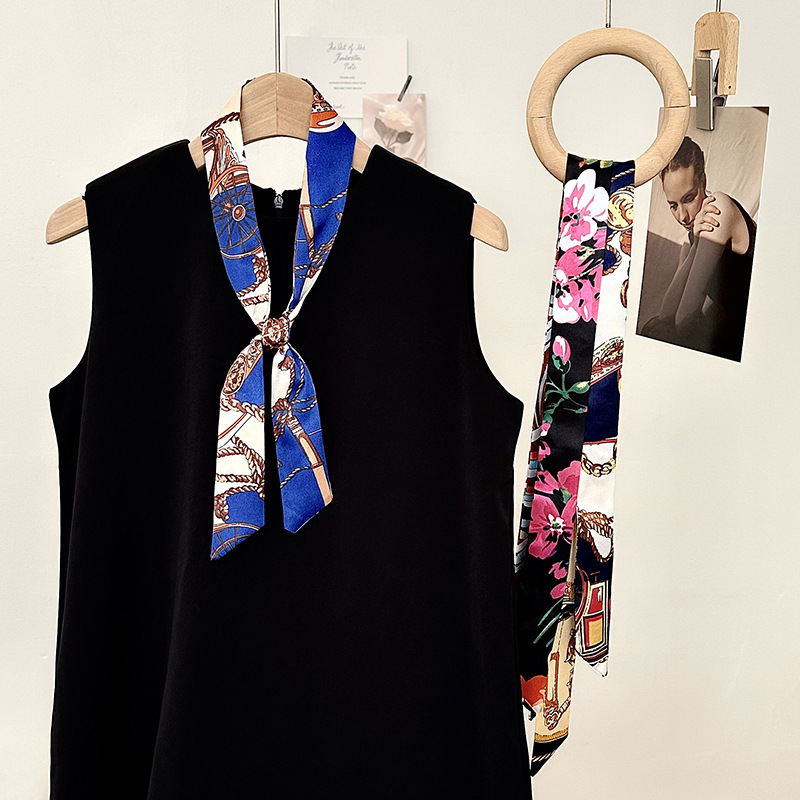 Bufanda de seda, tira larga, sentido de alta gama, nueva moda, todo-fósforo, diadema, cinturón para el cabello, bolso para el cabello, cinturón para el pañuelo multiusos