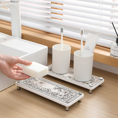 Blossoming Nordic diatom mud storage rack wash basin water-absorbent quick-drying coaster kitchen bar drain mat storage mat