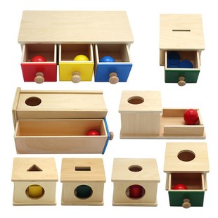 Montessori Early Education Teaching Aids Drawer Box Shape Matching Building Blocks Toy Wooden Educational Enlightenment Cylinder Matching Box