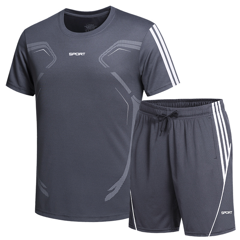 Traje deportivo para hombre 2024 verano nuevo estilo pantalones cortos de manga corta de secado rápido correr fitness traje de ocio fábrica al por mayor