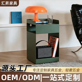 极简铁艺开放式床头柜定做小户型公寓双层金属置物边几柜来图定制