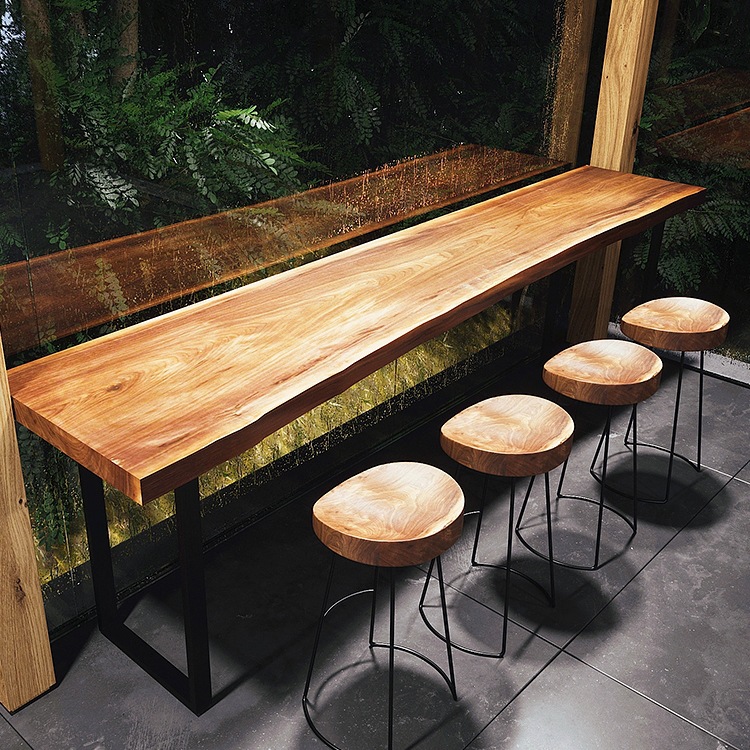 J^Bar Table Solid Wood Home Balcony Wall Long Narrow Table High Bar Table and Chair Combination Bar Bar Table