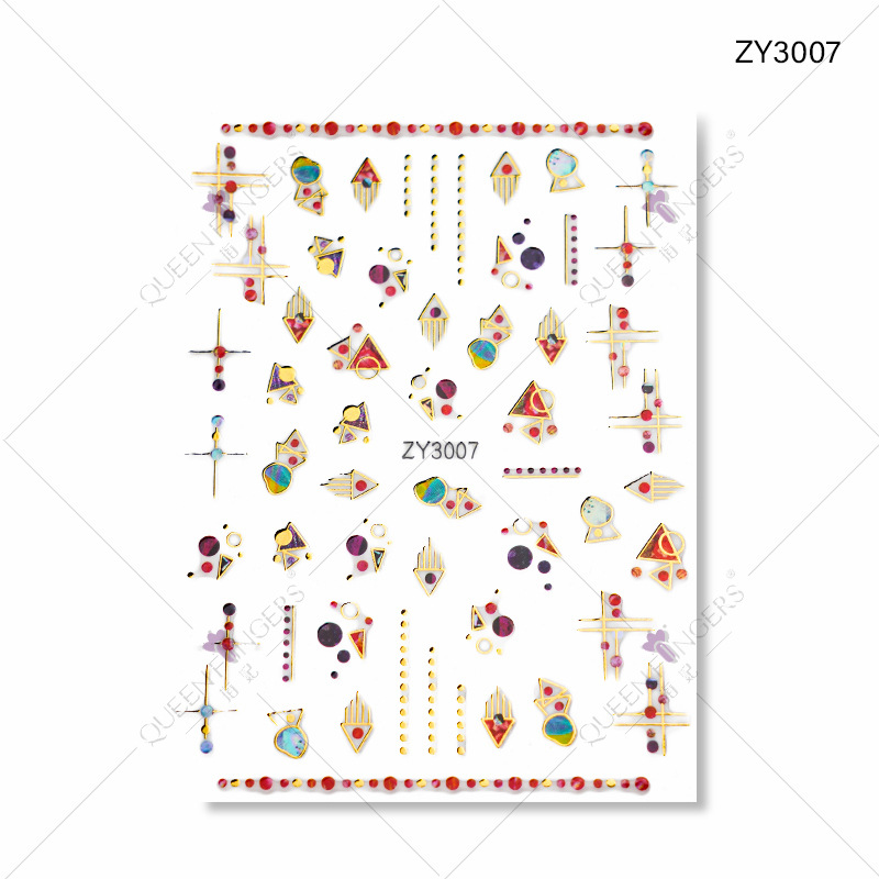 Concubina joyería de uñas geométrico universo planeta gilding DIY pegatinas de uñas Moon Gem 3D pegatinas de uñas adhesivas