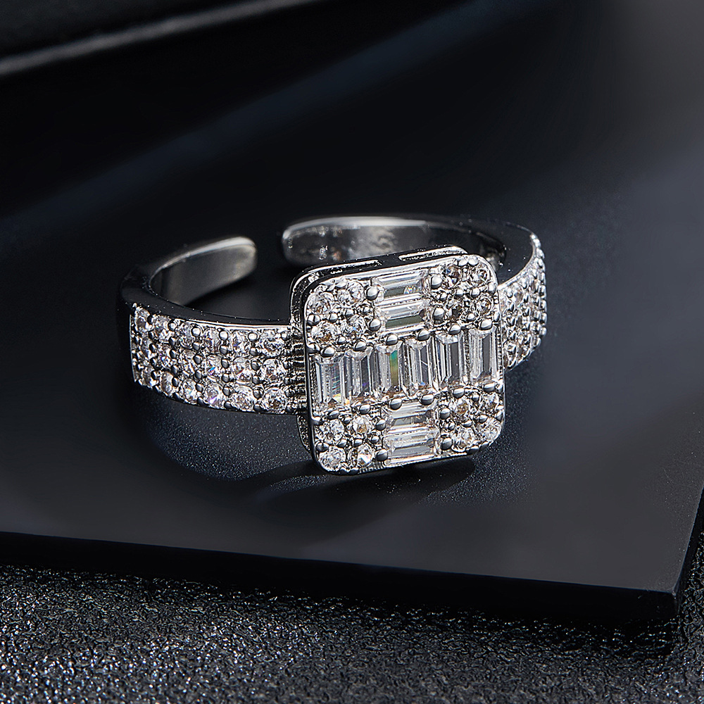 Fashionable Hip Hop Open T Square Zircon High Grade Light Luxury Geometry Ring Fashion Jewelry_voghion.com