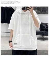 oversize大碼大口袋連帽短袖T恤男ins潮設計感小眾夏季高級感衛衣