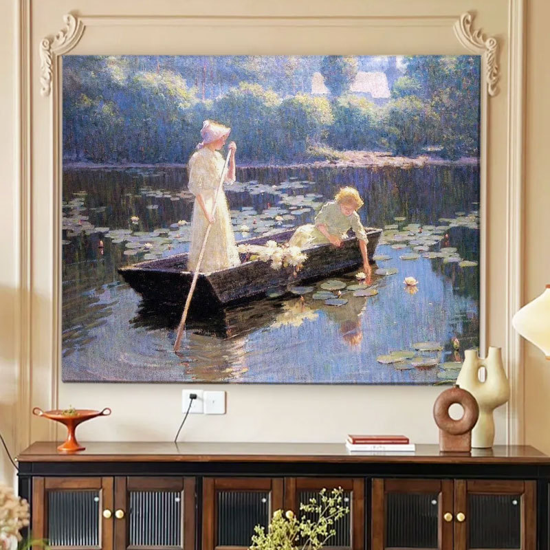 レトロな油絵風アート背景布 寝室のベッドサイド掛け布 寮の装飾掛け布 バラの庭背景布 タペストリー|undefined