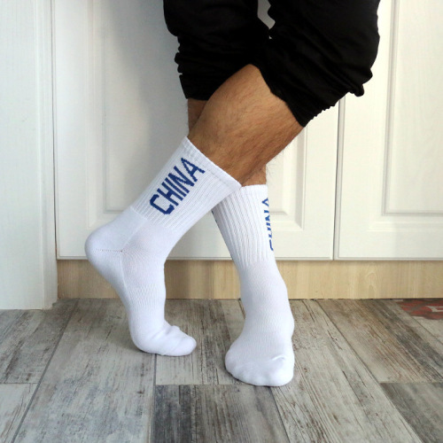 Winter thickened mid-high training sports socks men's socks volleyball basketball running socks letter socks