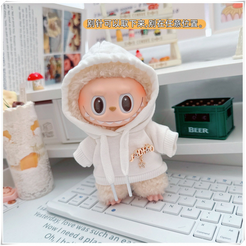 labubu ベビー服 Labubu 第一世代第二世代第三世代 10 センチメートル綿人形黒と白グレートレンディなスウェットシャツパーカーパンツ|undefined