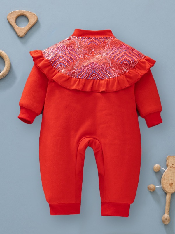 Estilo occidental bebé nuevo acolchado mameluco infantil engrosada estilo chino mono princesa 100 días viejo mameluco