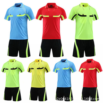 廠家直供 足球裁判服 裁判球衣短袖訓練服運動服套裝批發多色可選