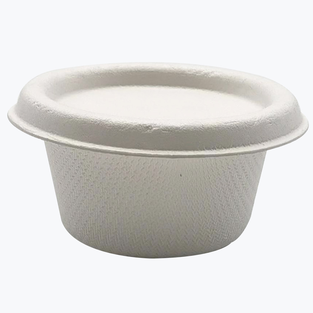 Fábrica verde al por mayor Pulpa de caña de azúcar vajilla protección ambiental desechable 2 oz taza salsa taza compostable degradable