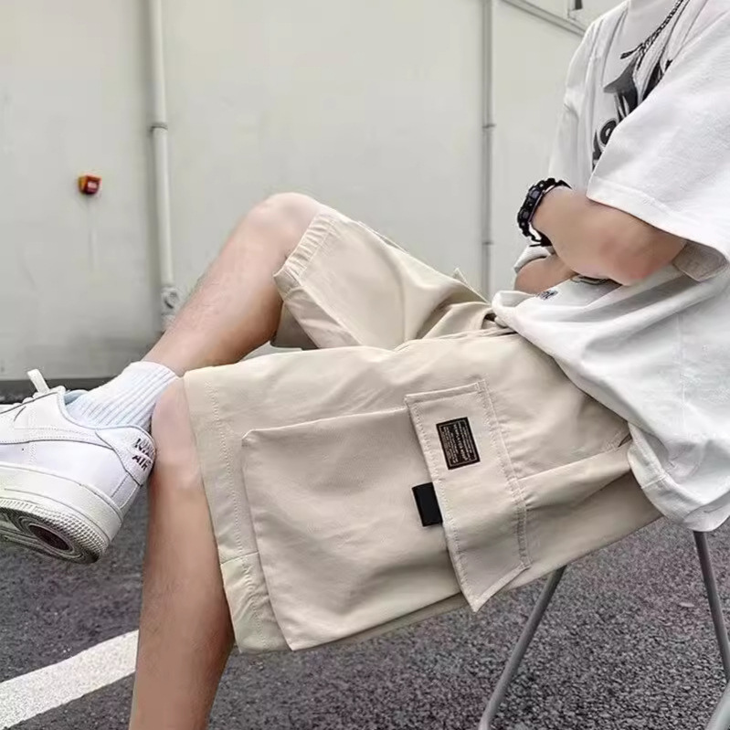 Trendy Workwear Shorts Men's Summer New Korean Style Loose plus size Casual Pants Students Multi-Pocket Duffy Handsome Pants