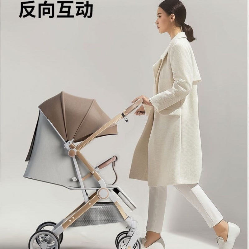 Baby Stroller High View Lightweight Ultra-Light Two-Way Baby Stroller Can Sit, Lie down and Fold When Going Out