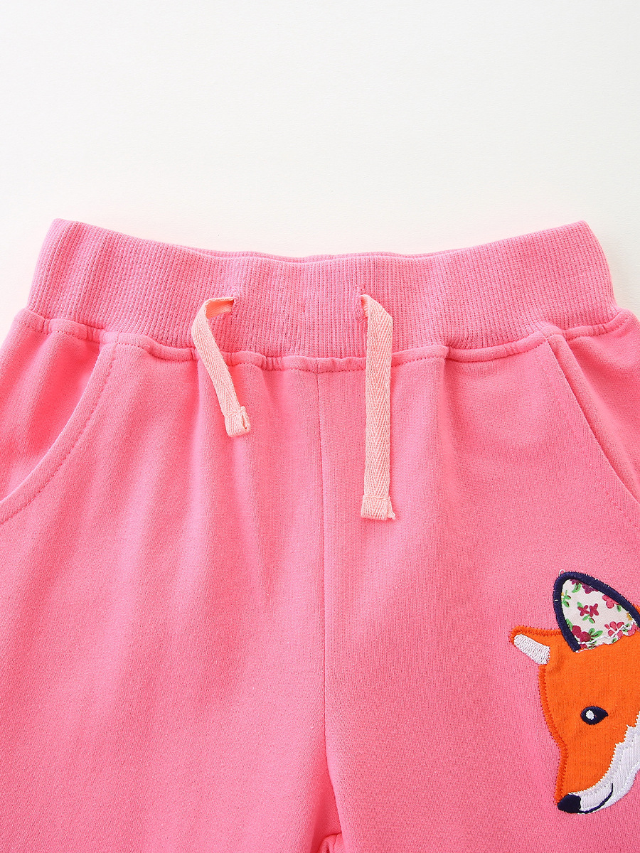 Estilo europeo y americano pantalones de niñas otoño nuevo animal pegatinas bordadas pantalones de algodón de punto pantalones deportivos para niños image 4