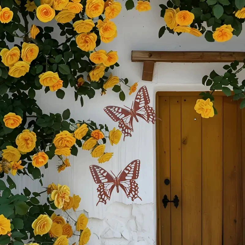 Креативные металлические поделки в виде бабочек, красивое украшение для стены во дворе, модное украшение в виде бабочки из ржавого железа