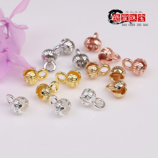 14K gold-wrapped color-preserving flower bud buckle beaded bracelet necklace connector buckle DIY handmade jewelry accessories wholesale