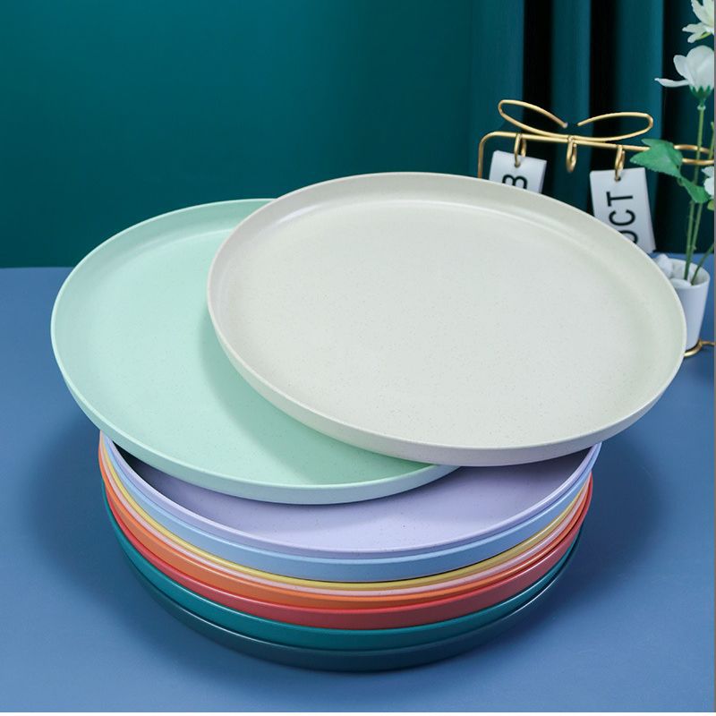 30cm bandeja redonda paja de trigo placa hogar taza de té Placa de fruta Placa de puesto bandeja placa resistente a la caída
