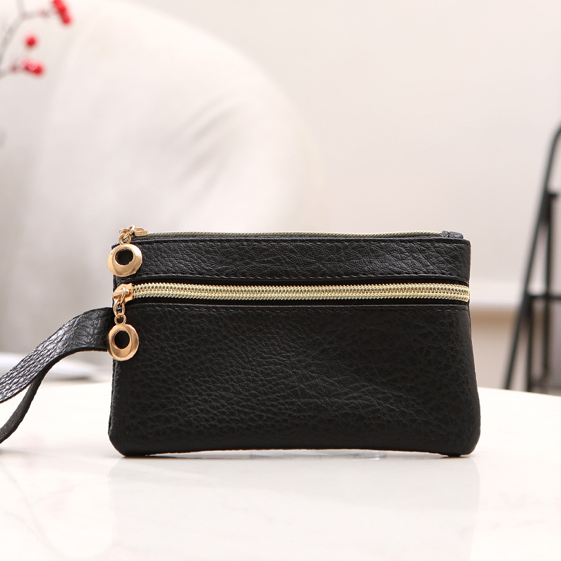 Monedero de mujer con patrón de lichi de moda de cuero de imitación de punto transfronterizo, bolso de embrague largo, monedero multifuncional de gran capacidad