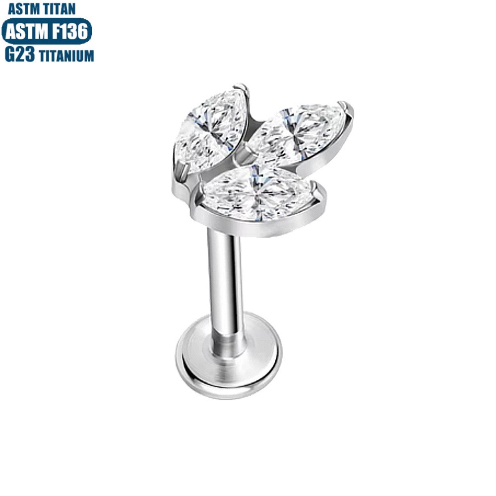 16G labret stud size and finish detail