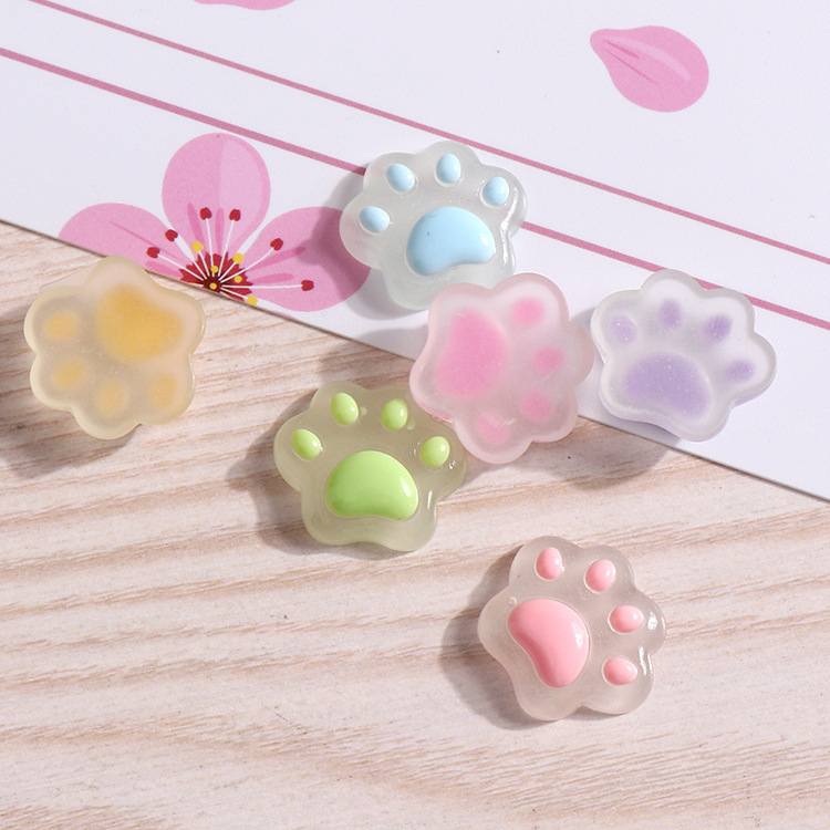 Nueva historieta gato luminoso cero resina accesorios creativos de dibujos animados muñeca crema pegamento material DIY joyería teléfono caso