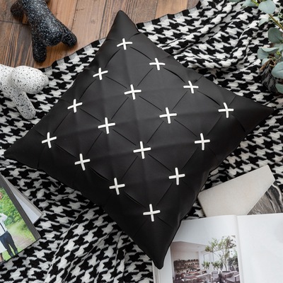 Europe and America are light luxury ins black Simplicity Leatherwear Pillowcase Intensive Imitation leather Pillow villa Mansion Cushion