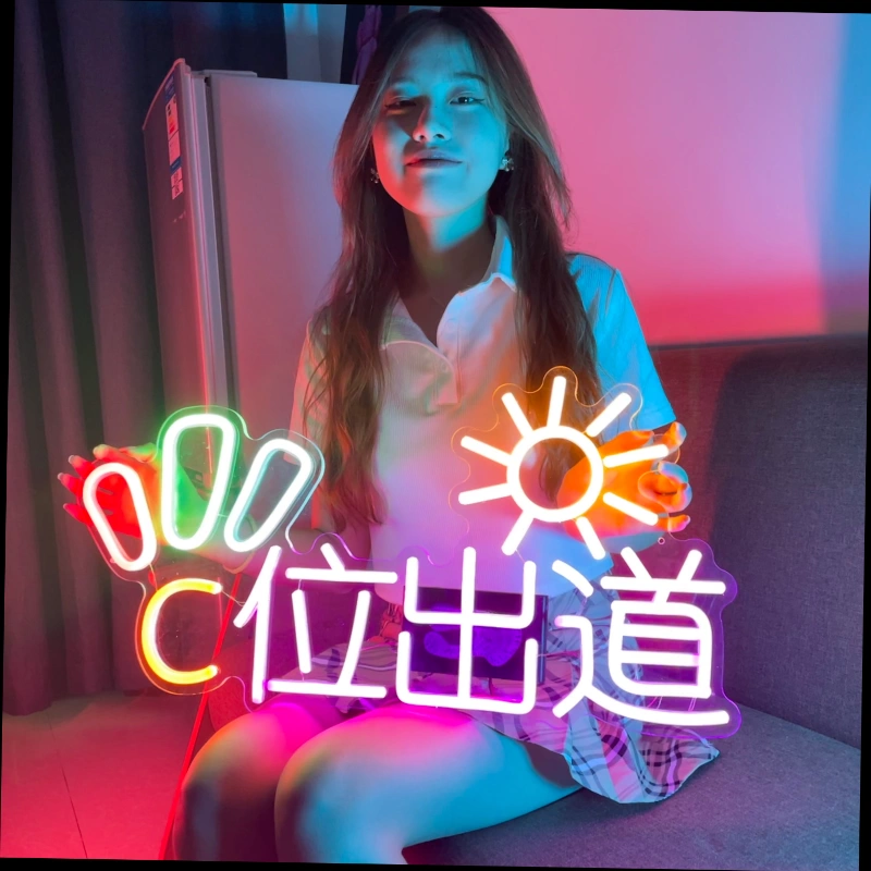 Neon light hand-held fan sign for celebrity concert fans' support light sign ins glowing birthday LED sign